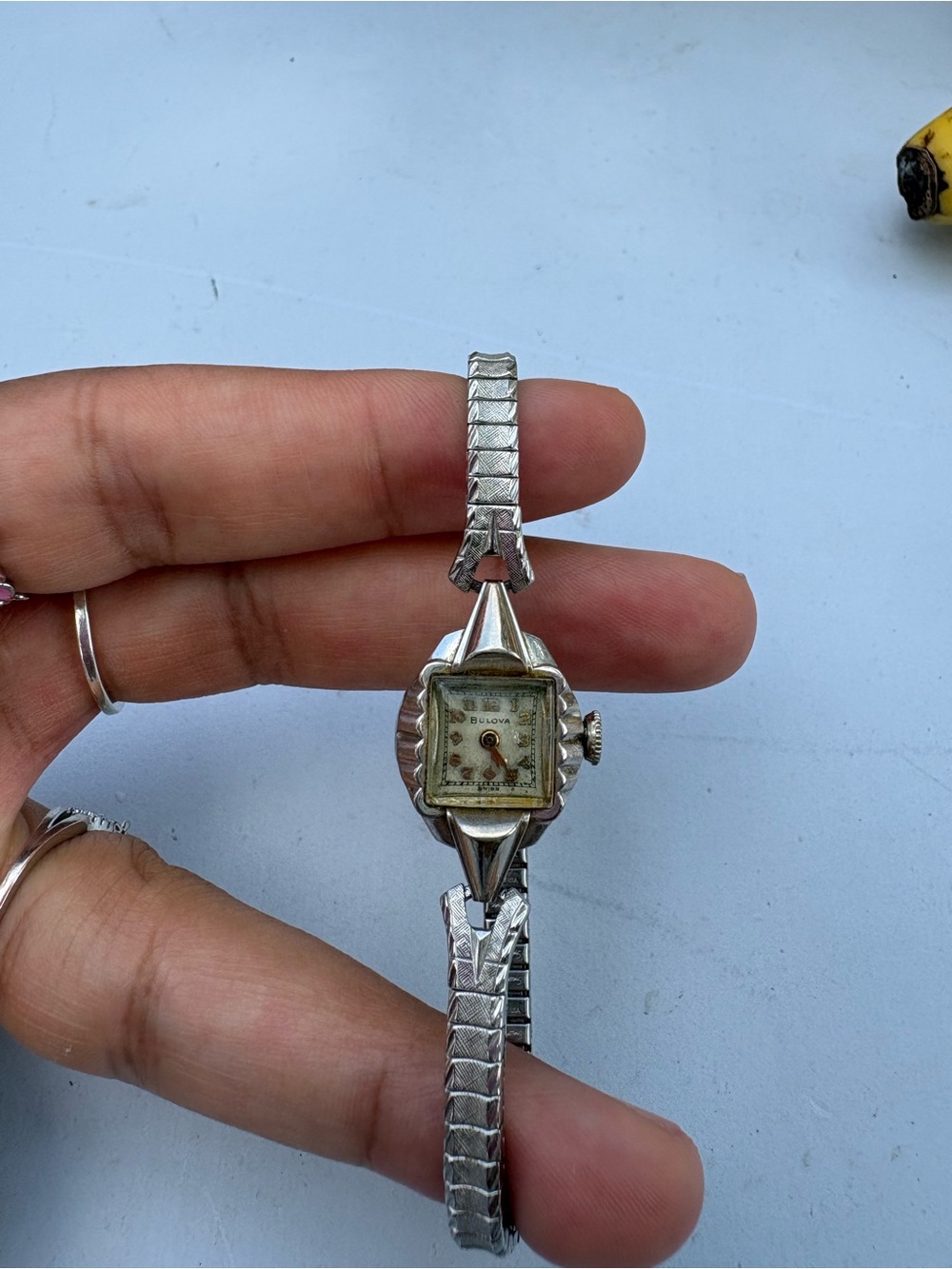Vintage Silver-Tone Ladies Bulova Watch Bracelet - Silver